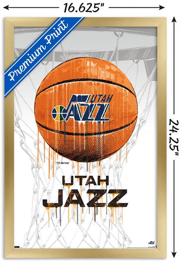 NBA Utah Jazz - Drip Basketball 21 16.5" x 24.25" Framed Poster, by Trends International