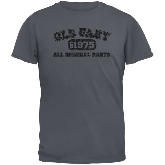 Old Fart Original Parts 1975 Funny Charcoal Grey Adult T-Shirt - X-Large