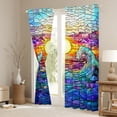 thumbnail image 3 of Homewish Teens Bohemian Sun Black Out Curtains, Vintage Blue Ocean Waves Curtains Pack of 2 (42x63 Each), Oil Printing Artwork Bedroom Curtains, Curtains Blackout Home Decor, 3 of 6