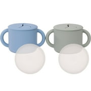 WeeSprout Snack Containers, Food Grade Silicone Cups, Spill-Proof Tops for Toddlers & Babies, 2 pack