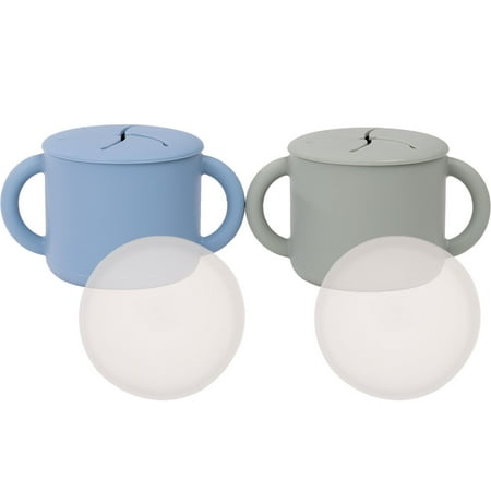 WeeSprout Snack Containers, Food Grade Silicone Cups, Spill-Proof Tops for Toddlers & Babies, 2 pack