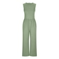 thumbnail image 4 of Fashion Plus Size Jumpsuits for Women Casual Summer Solid Color Sleeveless Wide Leg Jumpsuit Dressy Ribbed Jumpsuit With Tank Romper, 4 of 5