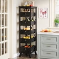 thumbnail image 4 of Tribesigns Wood Fruit and Vegetable Storage Rack, 5-Tier Narrow Snack Stand Kitchen Stand Fruit Basket, Pull-Out Utility Organizer, Black, 4 of 7