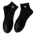 thumbnail image 7 of Tnobhg 1 Pair Men Cotton Ankle Socks Mid-tube No Odor Mesh Solid Color Embroidery High Elasticity Anti-slip Sweat-absorption Anti-shrink Sports Four Season Socks, 7 of 7