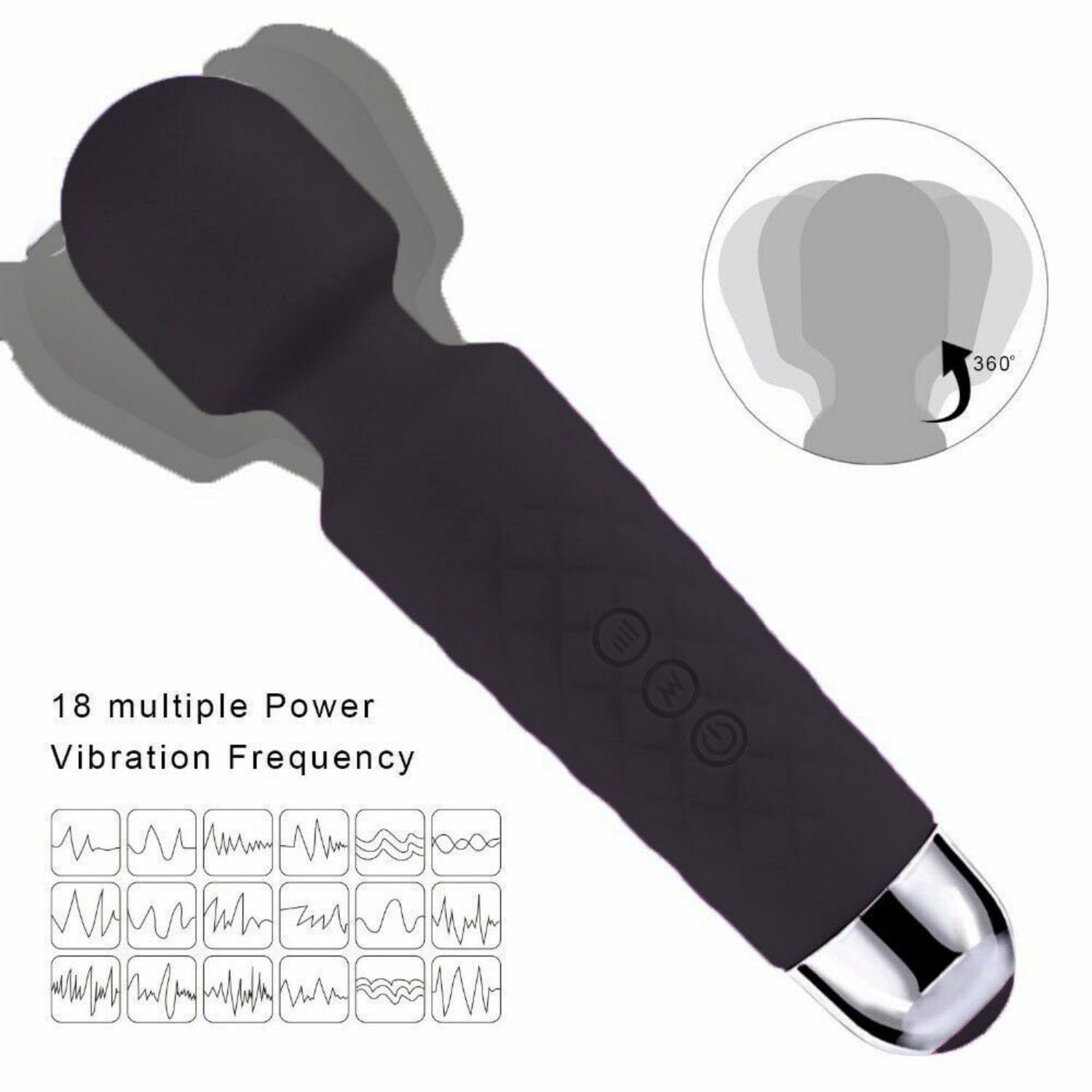 Cordless Handheld Powerful Vibrating Massager Wand Full Body Therapy Personal Wand PVC