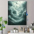 thumbnail image 4 of Qisvanset 12x16 Inch 2D Flat Framed Canvas Art, Bird Soar Stormy Cloud Moody Nature Serene Space Home Wall Decor, 4 of 5