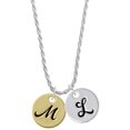 thumbnail image 1 of Delight Jewelry Goldtone Large Disc Letter - M - 3/4'' Silvertone Script Initial Disc - L - Charm Necklace, 20"+3", 1 of 4
