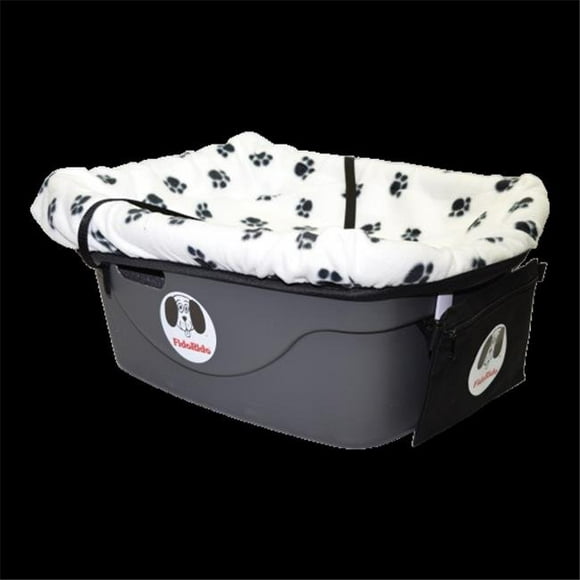 Fido Pet Products  Pet Car Seat - White & Black Paws Cover with Medium Harness