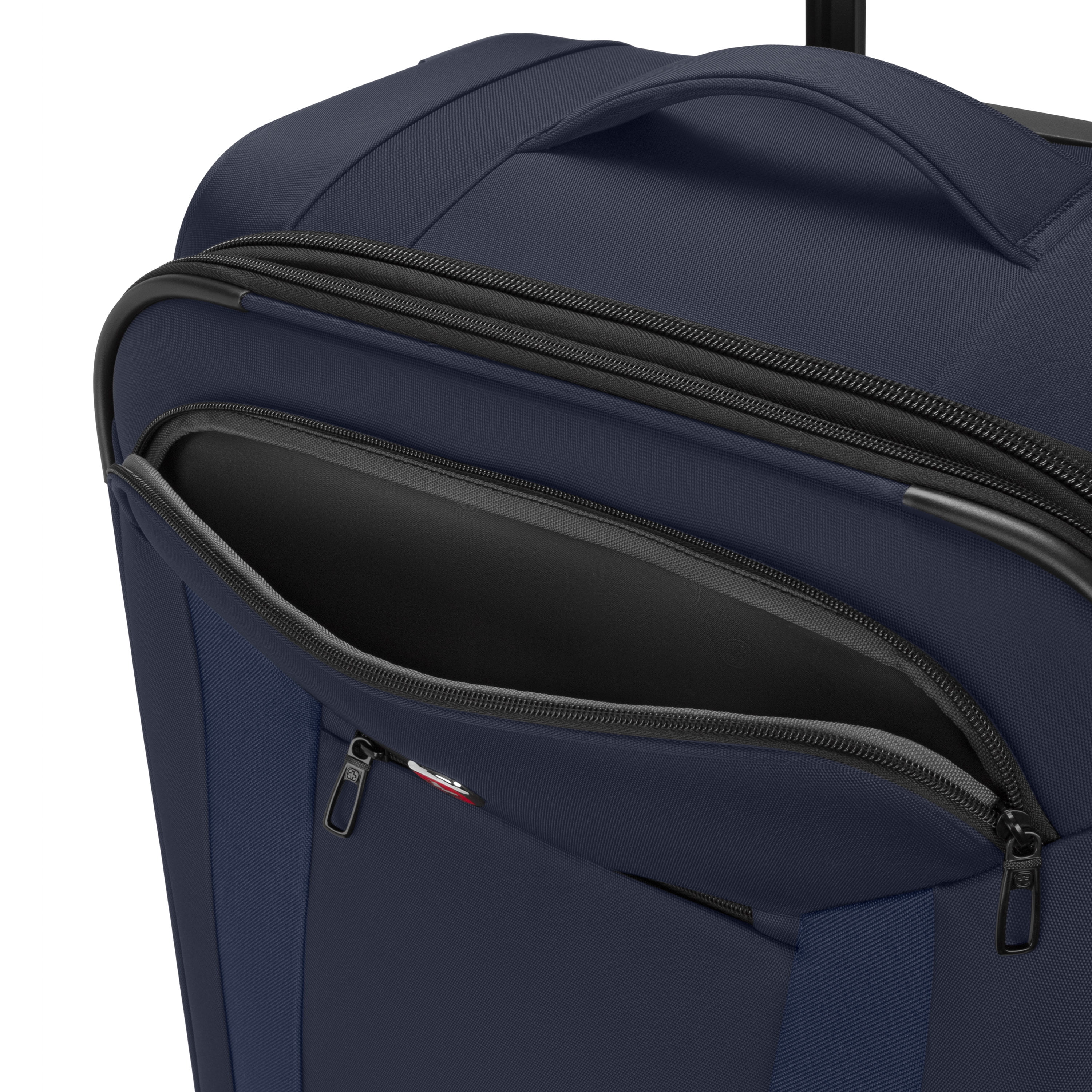 SWISSGEAR Stride Expandable Large Checked Spinner Luggage, Peacoat Blue, 8 Wheels & Built-in TSA Lock