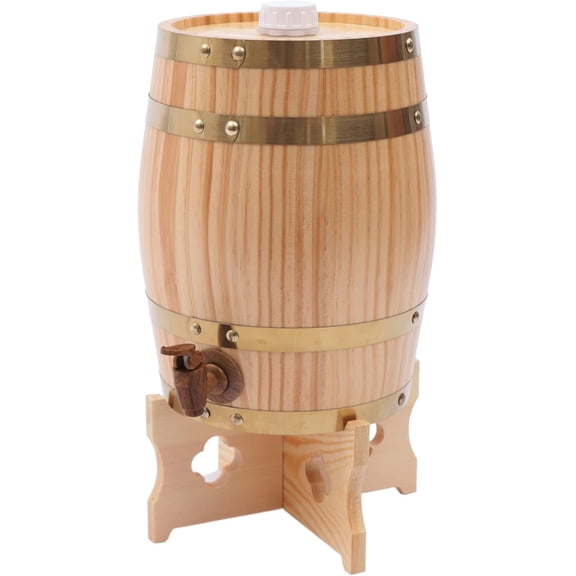 5L Wooden Wine Barrel Premium Pine Wood Barrel Stand Upright Wood Wine Barrel for Storage Whiskey, Wine, Beer, Bourbon, Tequila (5L)