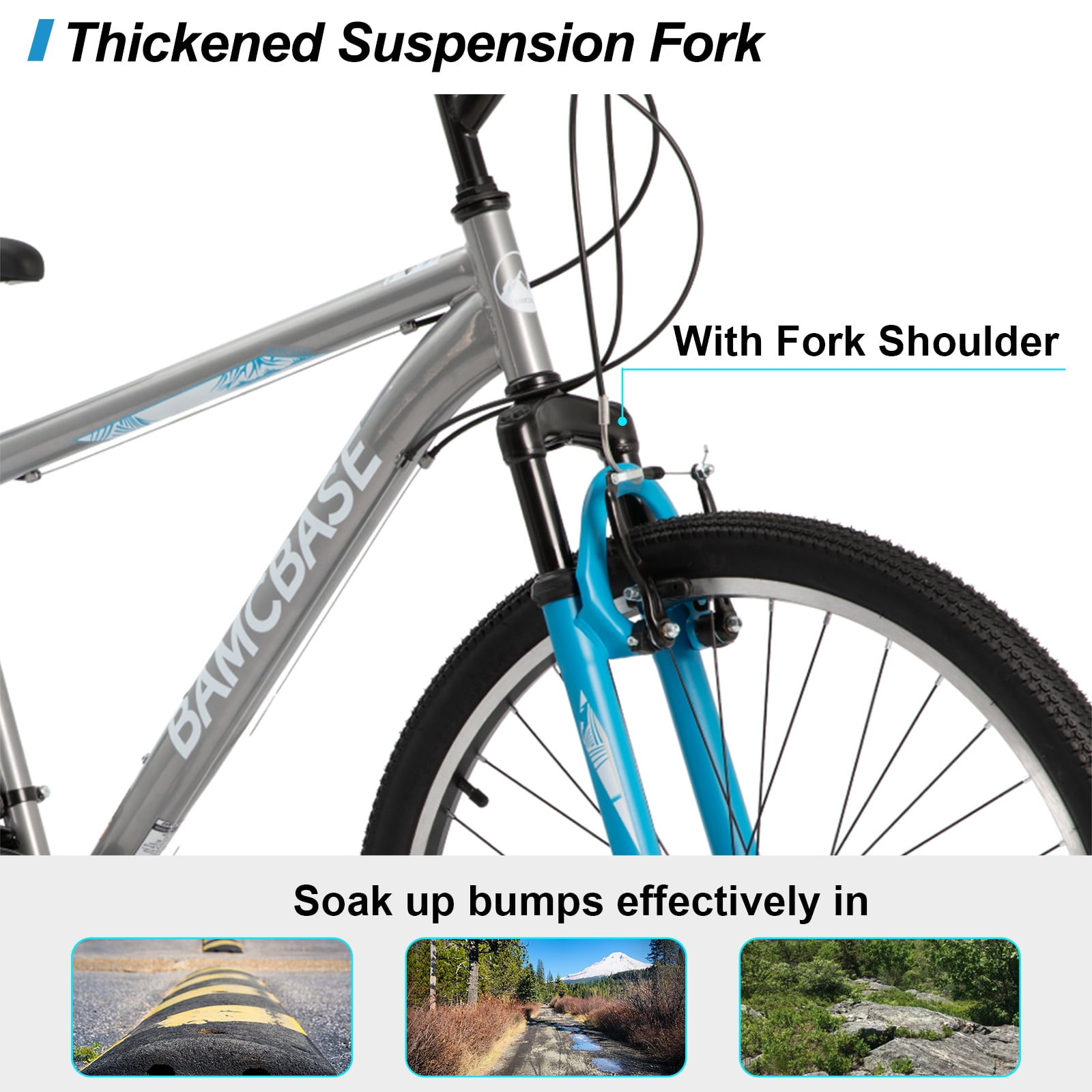 HILAND 26-inch Mountainbike voor volwassenen, 3-spaakswiel 18 versnellingen Heren Dames Mountainbike, met dubbele schijfrem, 26-inch MTB aluminium frame fiets, Blauw