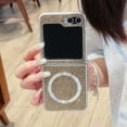 thumbnail image 4 of ELEHOLD Case for Samsung Galaxy Z Flip 7, Shockproof Magnetic Sparkling Glitter Phone Case, Wireless Charging,Silver, 4 of 8