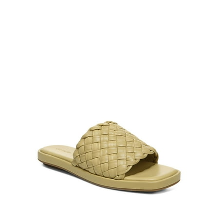 

VINCE. Womens Beige Cushioned Woven Rumi Square Toe Slip On Leather Slide Sandals Shoes 9.5 M