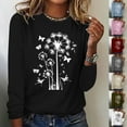 thumbnail image 5 of hxobax Women Casual Crewneck Tops Fall Long Sleeve Tshirt Dandelion Floral Tunic Cute Pullover Shirt, 5 of 5
