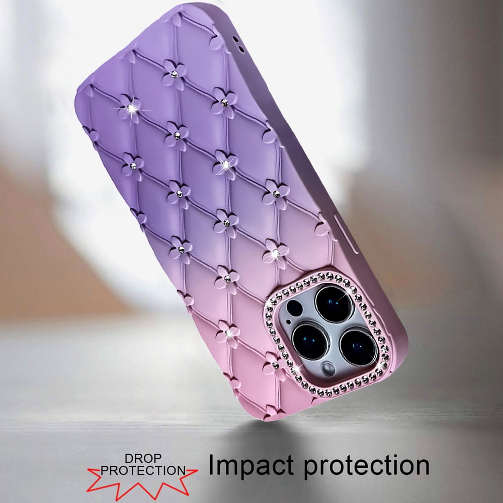 YUEQIAN Glitzer Hülle Für Motorola Moto G55 5G - Transparent Mit Pailletten, Ringständer & Stoßfestem TPU In Lila