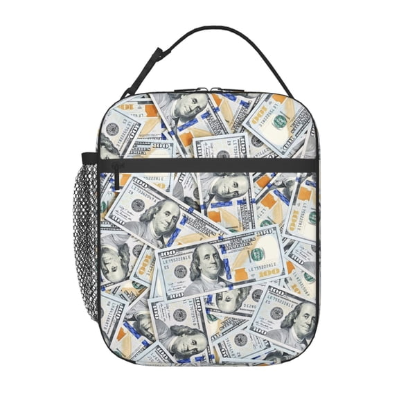 Money Bills Lunch Bag Portable Thermal Lunch Box for Men and Women