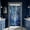 Blue Stained Glass, variant on Sage Green Misty Forest Shower Curtain Green Tree Country Masculine Mountain Shower Curtains for Mens Bathroom Decor Sets, Waterproof Cloth Fabric with Hooks, 36 x 72 Inch
