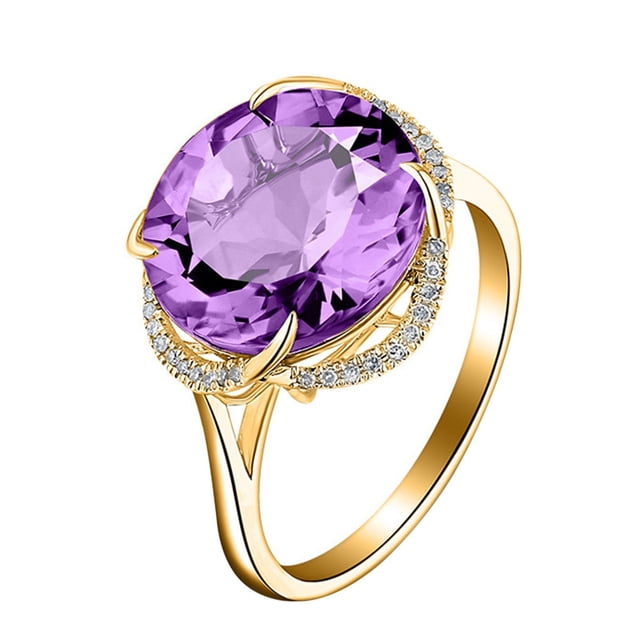 Anillo abierto de cristal morado color dorado Anillo abierto de boca abierta para mujer con temperamento y estilo moderno