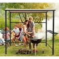 thumbnail image 6 of COBANA Grill Gazebo 8’by 4.6’ Outdoor Patio BBQ Canopy with Single-Tier Soft Top and Metal Shelves, Beige, 6 of 7