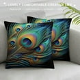 thumbnail image 3 of GOSMITH  Throw Pillow Covers Overlapping Green Blue Peacock Feathers Home Decor Long Pillowcases Animal Bird Seamless Pattern Design Soft Pillow Case for Sofa Bedroom, 3 of 5