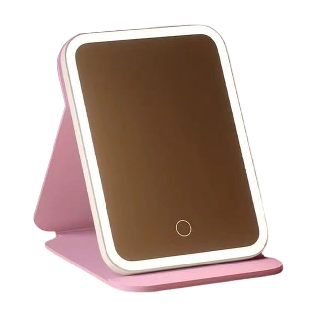 Foldable Led Lighted Makeup Mirror Three Colors Dimmable Vanity Mirror