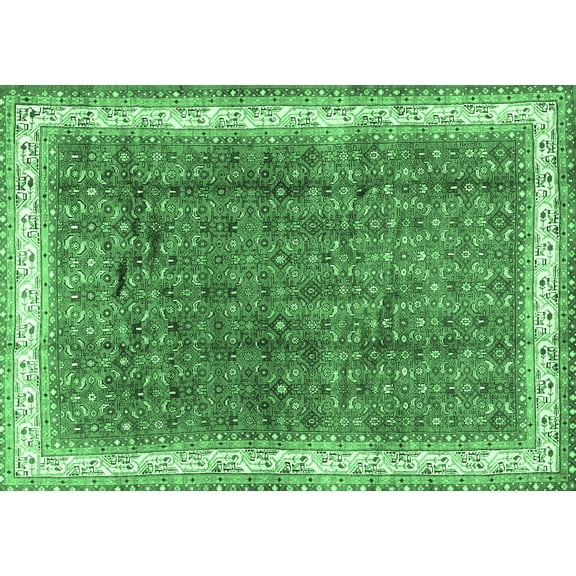 Ahgly Company Indoor Rectangle Persian Emerald Green Traditional Area Rugs, 5' x 7'