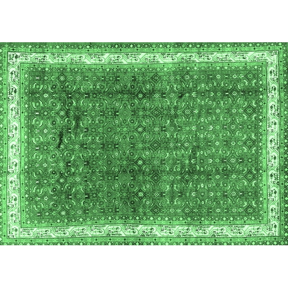 Ahgly Company Indoor Rectangle Persian Emerald Green Traditional Area Rugs, 4' x 6'