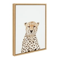 Kate and Laurel Sylvie Cheetah Portrait Framed Canvas Wall Art by Amy Peterson Art Studio, 18x24 Natural, Modern Jungle Animal Portrait Art for Wall