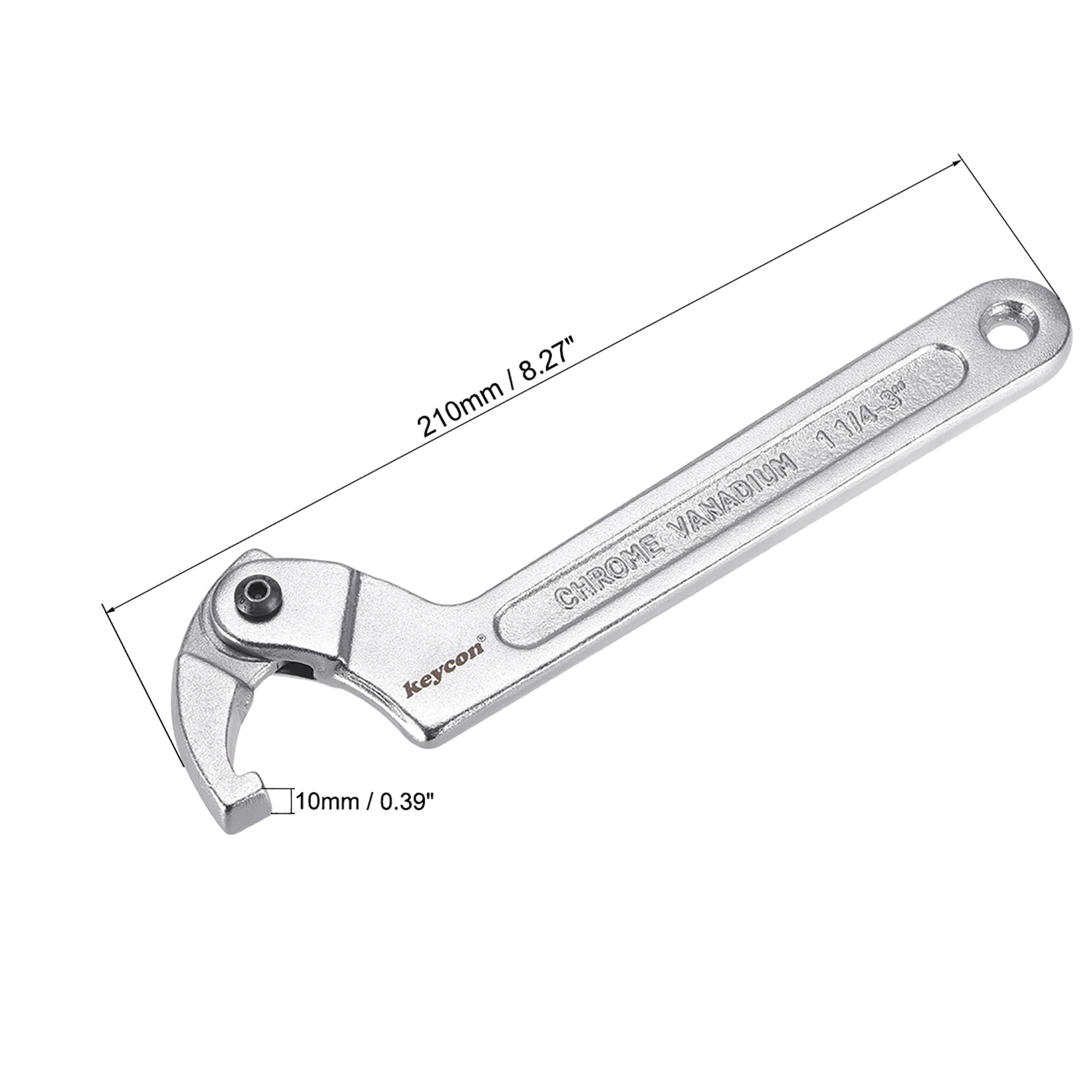 Square Nose Utoolmart C Spanner Tool Chrome Vanadium Adjustable Hook Wrench 1 1/4-3 Inch 32-76mm 1pcs 