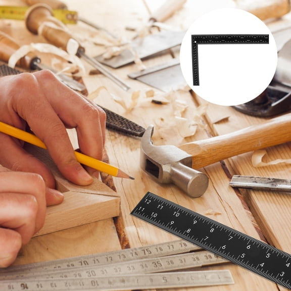 KAKOWELY Durable Black Metal Measuring Ruler for Carpenter Woodworking and Layout Tasks