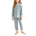 thumbnail image 4 of LvhaoGJOB Little Kids Boys Sweatshirt and Pants Outfit Set, Light Blue - sherpa fleece cuffs, cream sherpa lining, 4 of 7