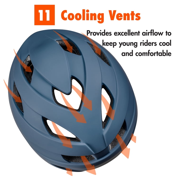 Ozark Trail Toddler Bike Helmet, Navy Blue, Ages 3+, Size XS, Adjustable Fit, 11 Vents
