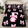 thumbnail image 2 of Castle Fairy Personalized Initial 4 Pieces Queen Sheet Sets,Dreamy Princess Ultra Soft Flat Sheet,Black Pink Queen Fitted Sheet,Lightweight Kawaii Room Decor, 2 of 7