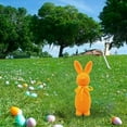 thumbnail image 6 of 1PC 13.77Inch Flocked Easter Bunny Figurines with Bow Tie and Ground Insert Decorations, Large Spring Table Centerpieces for Home Office Indoor Outdoor Party, Solid Color Rabbit Porch, 6 of 7