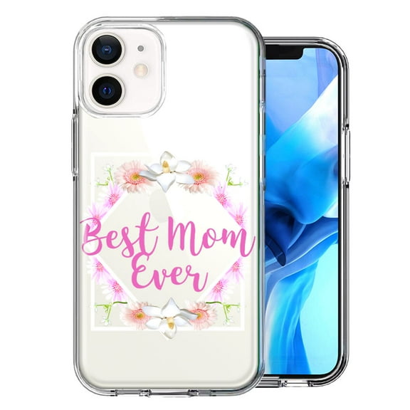 MUNDAZE for Apple iPhone 12 Mini Best Mom Ever Mother's Day Flowers Double Layer Phone Case Cover