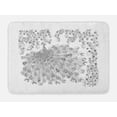thumbnail image 1 of Peacock Bath Mat, Uncolored Design Outline Image of Blossoming Floral Tree Branches and Bird, Plush Bathroom Decor Mat with Non Slip Backing, 29.5" X 17.5", Charcoal Grey White, by Ambesonne, 1 of 2