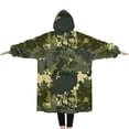 thumbnail image 2 of Oversized Wearable Blanket Hoodie,Green Brown Camo Forest Pattern Sherpa Blanket Hoodie with Super Pockets,Super Warm Fuzzy Pullover for Women & Men, 2 of 6