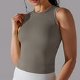 thumbnail image 2 of REORIAFEE White Ribbed Tank Top Woman Sleeveless Tops High Neck Tanks Quick Dry Yoga Shirts Solid Color Pullover Shapewear Thick Strap Vest Summer Going Out Fashion Clothing Gray, 2 of 6