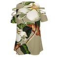 thumbnail image 5 of Vintage White Magnolia Pattern on Khaki Background Womens Summer V Neck Zipper Top Short Sleeve T Shirt Off Shoulder Top Casual Classy Loose Shirts, 5 of 7