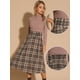thumbnail image 2 of Cintura alta elástica a cuadros para mujer Vintage Oto?o Invierno A-Line Midi Falda marrón M, 2 of 6
