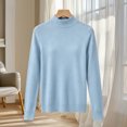 thumbnail image 5 of Women's Mock Neck Long Sleeve Knit Sweater Ghalytn Casual Fine-Knit Pullover Top with Ribbed Trim, 5 of 5