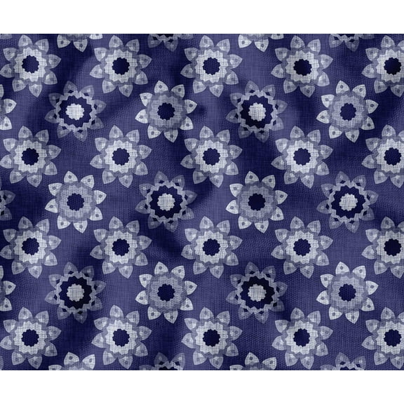 Soimoi Cotton Canvas Fabric By The Yard | Printed Block Pattern in Blue | 56 Inch Wide | Medium Weight, Durable Material for Upholstery, Bags, Curtains & Crafts