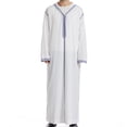 thumbnail image 2 of miqiqism Open Front Muslim Clothes for Men Trendy Long Sleeve Islam Middle East Kaftan Islamic Thobe Robe Gown Shirt Dress Arab Wear Comfy Long Coats,Light Gray,Small, 2 of 6