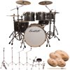 Sawtooth Command Series 7-Piece Drum Set Shell Starter Pack with Hardware & Zildjian Cymbals, Silver Streak ( box 1 of 2)