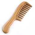 thumbnail image 2 of Sandalwood Hair Comb - No Static Handmade Wide Tooth Comb - Natural Wooden Detangling Comb with Gift Box, 2 of 5