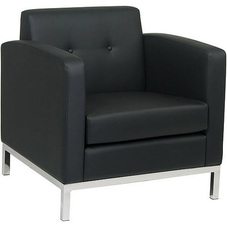Avenue Six Wall Street Armchair, Black Faux Leather