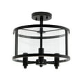thumbnail image 6 of 3-Light 13" Industrial Farmhouse Glass And Metallic Accented Semi-Flushmount, Matte Black, 6 of 12