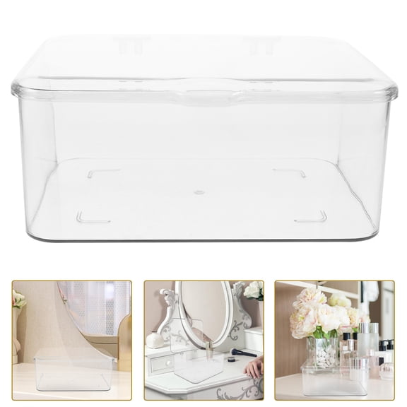 HEATSHAKING Clear Plastic Makeup Organizer Box for Vanity Countertop Storage, Cosmetic Holder for Home and Beauty Essentials
