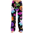 thumbnail image 3 of Satingcolo Women Halloween Lounge Pants Comfy Pajama Bottom Drawstring Waist Print Long Pajamas Pants S-2XL, 3 of 5