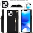 thumbnail image 2 of Crossbody Wallet Case for iPhone 15, PU Leather Zipper Handbag Purse Flip Cover with Kickstand Case for iPhone 15 ZP Black, 2 of 18